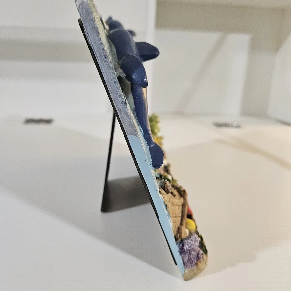 Vintage Dolphin Ocean Reef Resin Picture Frame 3D Coral Shipwreck 3.5x5 4x6...